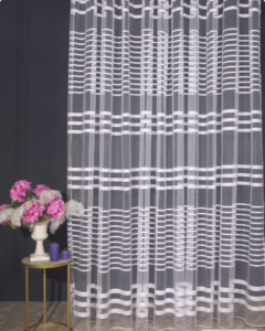 Готовий тюль грек сітка, колір білий зі смугами (3м*2,6м)