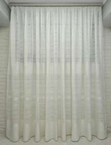 Готовий тюль льон зі смугами (Туреччина), колір молочний (4м*2,5м)