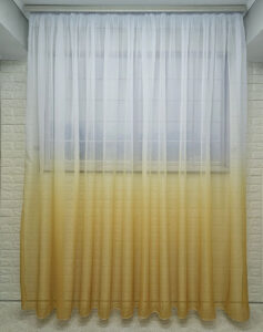 Готовый тюль шифон вуаль омбре, цвет желтый с белым (2,5м*2,5м)
