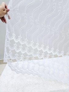 Білий тюль мікросітка з вишивкою (Туреччина)