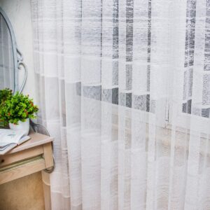 Готовый тюль жаккард Премиум с полосами Мрамор и Паутинка, цвет белый (4м*2,5м)