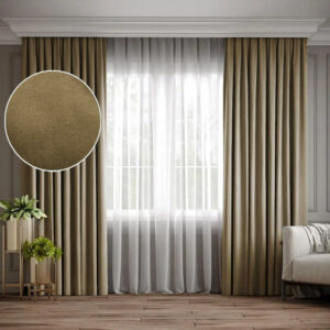 Комплект штори мікровелюр Diamond. Колір капучино. Готові штори в спальню, зал