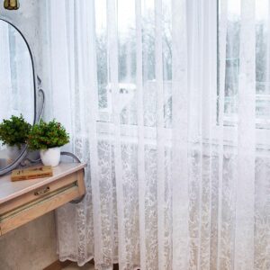 Білий тюль жаккард з фактурою мармур по низу