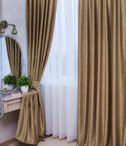 Ткань для штор блэкаут лен рогожка Arizona. Шторная ткань цвет темный бежевый