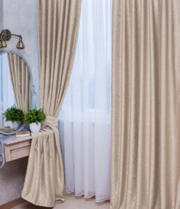 Ткань для штор блэкаут лен рогожка Arizona. Шторная ткань цвет бежевый