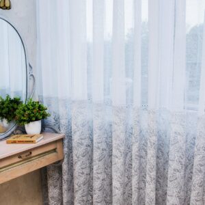 Тюль жаккард, коллекция Aylin. Цвет белый с серым