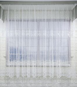 Готовий короткий тюль фатин з вишивкою, колір білий (2м*1,45м)