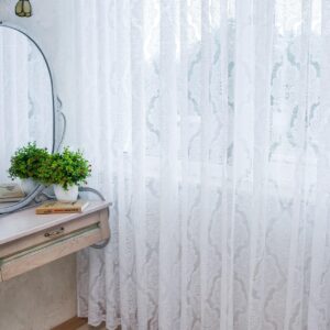 Готовий тюль жаккард з вишивкою, колір білий (2м*2,5м)