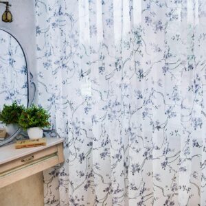 Тюль лен Прованс. Цвет белый с сине-черным