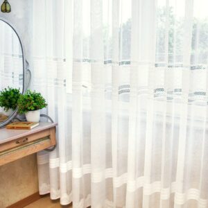 Тюль жаккард с полосами, коллекция Aylin. Цвет молочный