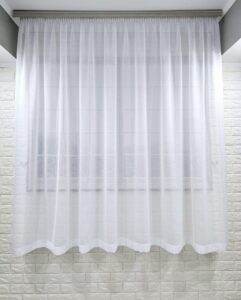Готовий короткий тюль льон, колір білий