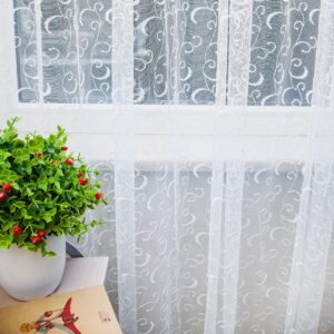 Белый тюль фатин с вышивкой