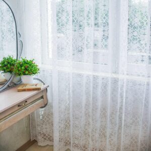 Готовый тюль жаккард с узором вышивкой, цвет белый (4м*2,5м)