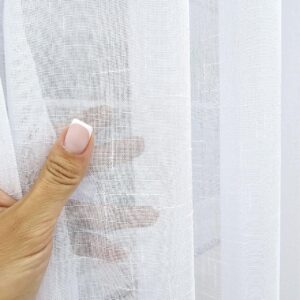 Білий тюль льон Hayat (Туреччина). Однотонний тюль білого кольору