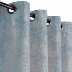 Комплект штори на люверсах жаккард мармур. Колір бірюзовий з сірим. Готові штори в спальню, зал, вітальню