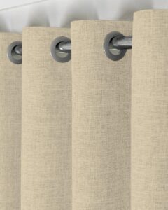 Комплект штори на люверсах льон мішковина. Колір бежевий. Готові штори в спальню, зал, вітальню