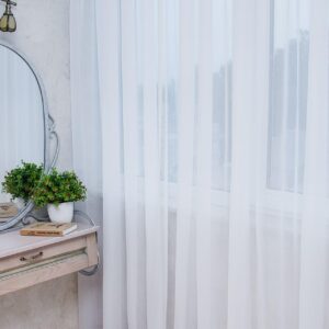 Готовый тюль креп шифон с шелком, цвет белый (2,7м*2,5м)