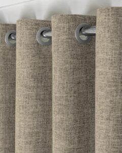 Комплект штори на люверсах льон мішковина. Колір сіро-бежевий. Готові штори в спальню, зал, вітальню
