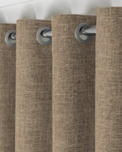 Комплект шторы на люверсах лен мешковина. Цвет темный бежевый. Готовые шторы в спальню, зал, гостиную