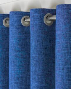 Комплект штори на люверсах льон мішковина. Колір синій. Готові штори в спальню, зал, вітальню