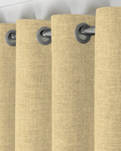Комплект штори на люверсах льон мішковина. Колір солом'яний. Готові штори в спальню, зал, вітальню