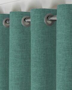 Комплект штори на люверсах льон мішковина. Колір бірюзовий. Готові штори в спальню, зал, вітальню