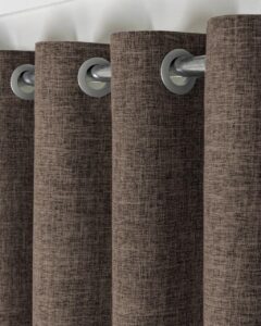 Комплект шторы на люверсах лен мешковина. Цвет какао. Готовые шторы в спальню, зал, гостиную