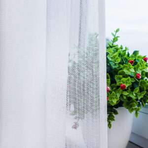 Тюль лен елочка. Цвет белый