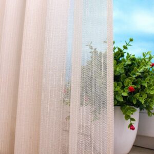 Готовий тюль льон ялинка, колір бежевий (4,5м*2,6м)