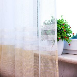 Тюль лен. Цвет белый с бежевым