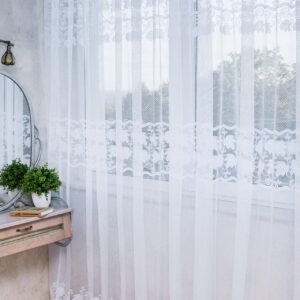 Готовый тюль жаккард, цвет белый (4м*2,7м)