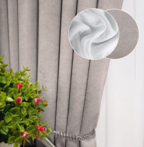 Комплект штори і тюль. Тканина мікровелюр Diamond + шифон вуаль. Колір: сіро-бежевий штори, білий тюль