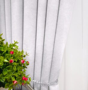 Тканина для штор мікровелюр Diamond. Шторна тканина колір димчастий сірий