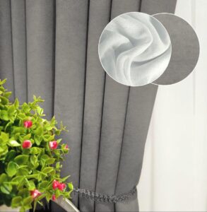 Комплект штори і тюль. Тканина мікровелюр Diamond + шифон вуаль. Колір: сірі штори, білий тюль