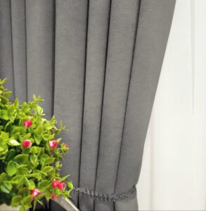 Комплект сірі штори мікровелюр Diamond. Готові штори сірого кольору в спальню, зал