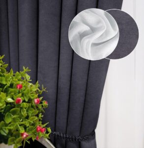 Комплект штори і тюль. Тканина мікровелюр Diamond + шифон вуаль. Колір: графітові штори, білий тюль