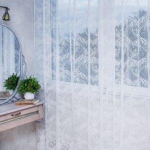 Готовый тюль жаккард, цвет белый (3,5м*2,5м)