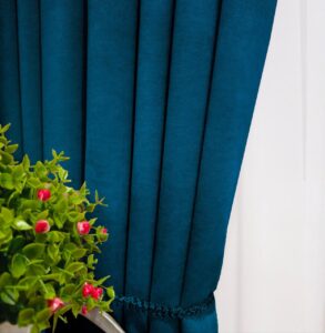 Тканина для штор мікровелюр Diamond. Шторна тканина колір синя бірюза