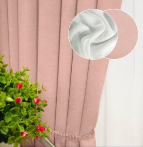 Комплект штори і тюль. Тканина мікровелюр Diamond + шифон. Колір: пудрові штори, білий тюль