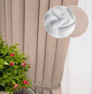 Комплект штори і тюль. Тканина мікровелюр Diamond + шифон вуаль. Колір: бежеві штори, білий тюль