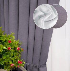 Комплект штори і тюль. Тканина мікровелюр Diamond + шифон вуаль. Колір: сірі штори, білий тюль