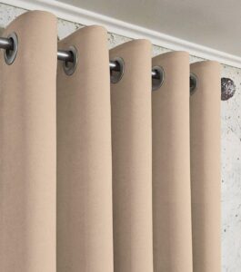 Комплект бежеві штори на люверсах мікровелюр Diamond