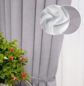 Комплект штори і тюль. Тканина мікровелюр Diamond + шифон вуаль. Колір: світлий сірий штори, білий тюль