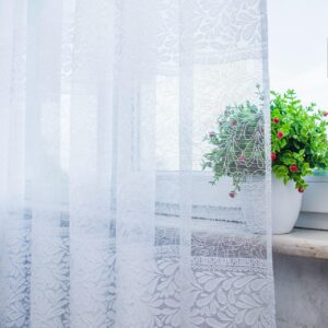 Тюль білого кольору жаккард Folium