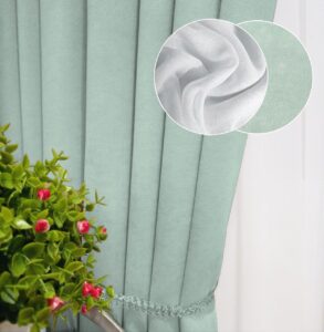 Комплект штори і тюль. Тканина мікровелюр Diamond + шифон. Колір: м*ятний штори, білий тюль