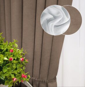 Комплект штори і тюль. Тканина мікровелюр Diamond + шифон вуаль. Колір: какао штори, білий тюль