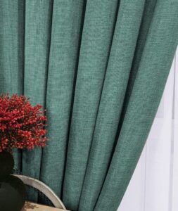 Тканина для штор льон мішковина. Шторна тканина колір бірюзовий