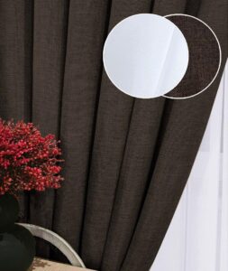 Комплект штори однотонні і тюль. Тканина льон мішковина + шифон. Колір: штори венге, білий тюль