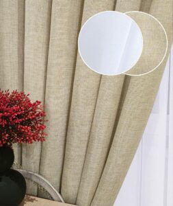 Комплект штори однотонні і тюль. Тканина льон мішковина + шифон. Колір: бежеві штори, білий тюль