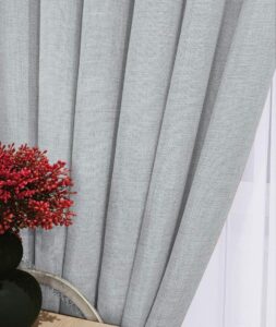 Комплект шторы однотонные лен мешковина. Цвет светлый серый. Готовые шторы в спальню, зал, гостиную